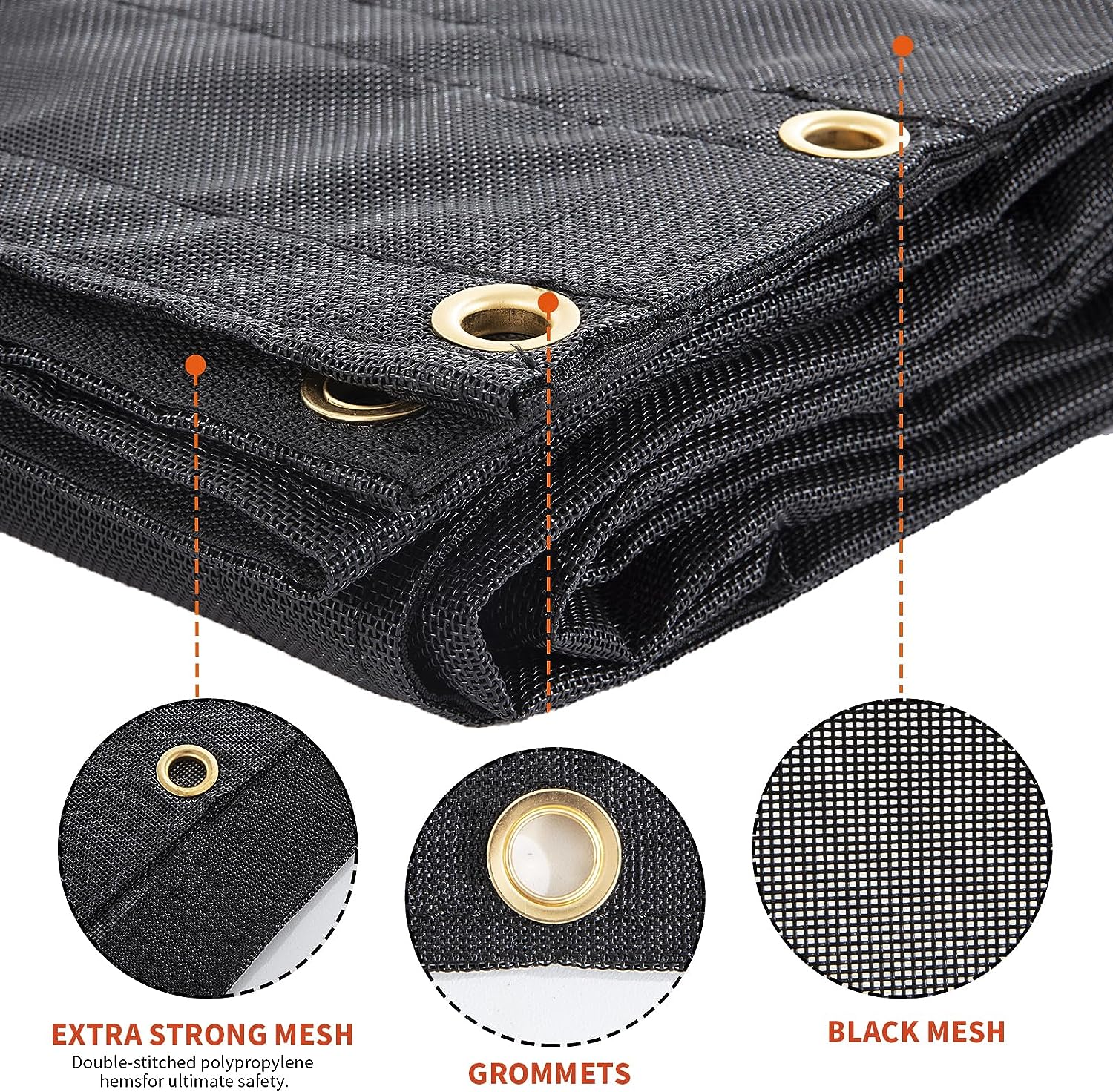 Outdoor Heavy Duty Black PVC Coated Mesh Tarp with Brass Grommets for Dump Truck