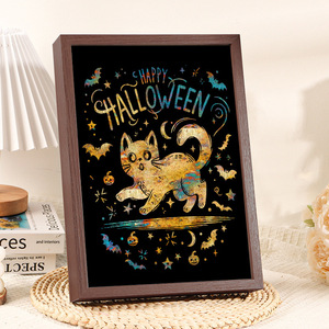 Décor d'automne d'Halloween et de Thanksgiving: Panneau en bois de 4, 9 X4.9 pouces avec citrouille fantôme pour plateau à plusieurs niveaux, manteau de cheminée fait à la main, bricolage <span class=keywords><strong>Chine</strong></span> - Product Image 3