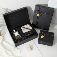 Caja de Regalo con Tapa y Base Personalizadas, Caja de Embalaje de Dos Piezas de Lujo con Tapa Superior e Inferior de Papel Negro