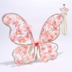Varita de princesa de gasa Rosa Patrón de sueño colorido Juego de alas de hadas para niñas con varita de estrella de hadas - Product Image 6