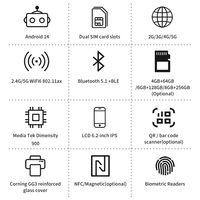 Ordinateur portable Kingtop KT-KP58 5,45 pouces Android 14 avec lecteur de codes-barres 2D et mémoire 64 Go pour solutions d'entrepôt et de logistique
