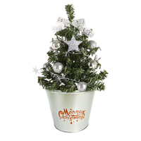 Ember bunga logam Natal, berkilau Pot taman dengan logo cetak layar untuk pohon ornamen kecil dekorasi meja