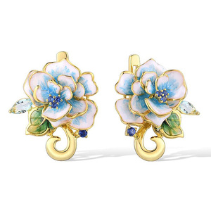 Boucles d'oreilles fleur de freesia pour femmes, bijoux élégants à motifs floraux peints - Product Image 1