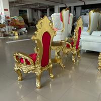 Sillón Individual de Lujo Rojo Dorado, Respaldo Alto, Clásico, para Banquetes, Bodas, Trono Real, Silla de Rey y Reina