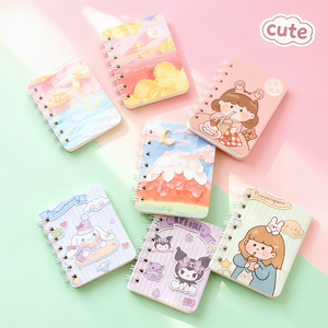 Quaderno A7 in bambù a spirale, ispirato ai cartoni animati, di alta qualità, piccolo, regalo per bambini, carino, per studenti delle scuole primarie - Product Image 1