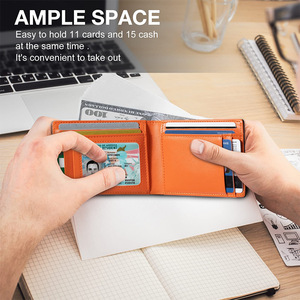 Ultra Thin Synthetic Leather <b>Wallet</b> <b>For</b> <b>Men</b> Orange Black 4 Inch Credit Card Holder <b>RFID</b> Anti Theft Everyday Use - Product Image 3