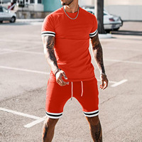 Ensemble de survêtement pour homme, été, respirant, anti-transpiration, antibactérien, coupe ample, polyester/coton, short, pantalon, t-shirt
