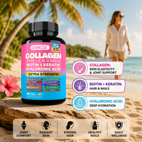 Capsules de biotine, d'acide hyaluronique et de collagène en marque privée, 60 unités, favorisent la santé des cheveux, des ongles et de la peau, 1600 mg par portion pour adultes