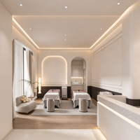 Meubles de Salon de Beauté Personnalisés Blancs, Comptoir d'Exposition, Étagères en Bois pour Aménagement de Salon de Beauté