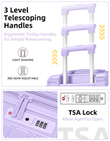 Nouveau style de bagages colorés à la crème et à la lavande de 20 pouces avec serrure TSA Produit de gros d'usine Valise personnelle à bord de la compagnie aérienne