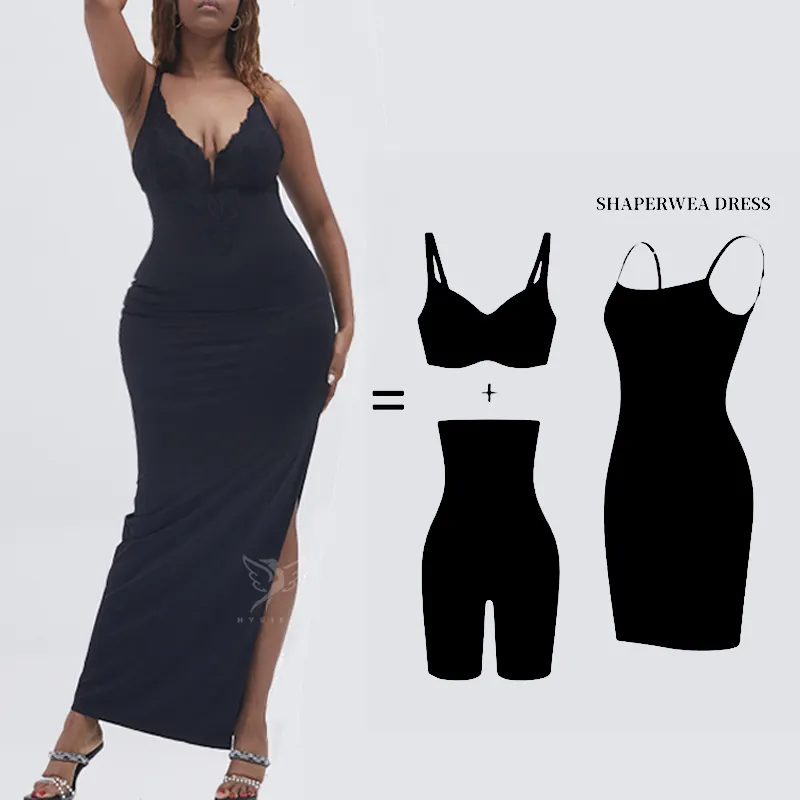 Hygieia Women's Outdoor shaping bodycon Seamless Sleeveless Tummy Control Shapewear Dress Built-in Maxi Dress