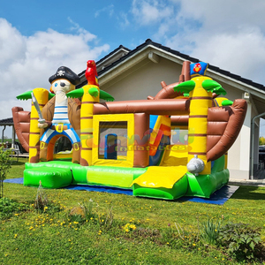 Castillo inflable comercial con forma de barco pirata, casa de brinco inflable para niños, pista de obstáculos inflable con forma de barco pirata. - Product Image 1