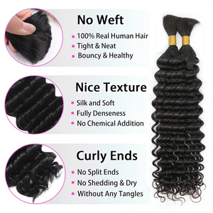Số lượng lớn nguyên Naturel tóc con người cho Boho Bím Tóc bán buôn xoăn sâu sóng Trinh Nữ nhân bện tóc lỏng số lượng lớn cho bện - Product Image 2