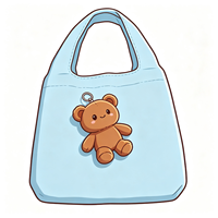 Sac de courses promotionnel en peluche portable en gros, sac à main en nylon OEM avec breloque animale en peluche ours Kawaii personnalisée