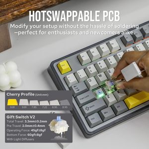 Ak980 Gift <b>Switch</b> V2 (factory Black-grey-yellow) Tri-mode W/ <b>Oled</b> Display Rgb Diy Mechanical Keyboard Ak980 Gift <b>Switch</b> V2 - Product Image 2