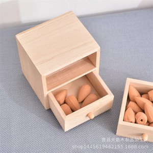 Wooden <b>storage</b> <b>box</b>, mini furniture, two-layer <b>drawer</b> <b>storage</b> <b>box</b>, jewelry <b>box</b>, natural wood color incense burner. - Product Image 2