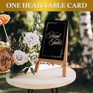 Números de mesa de hoja de oro 1-30 y tarjeta de mesa de cabeza Tarjetas de asiento de lugar de boda Tarjetas de números de mesa negras y doradas - Product Image 6