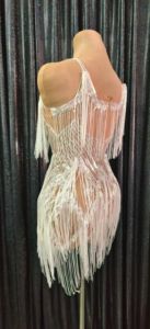 <span class=keywords><strong>Robe</strong></span> de soirée blanche à franges AD1573, <span class=keywords><strong>robe</strong></span> élégante pour femmes, col en V, sans manches, transparente, en maille à paillettes, tenue de soirée - Product Image 5