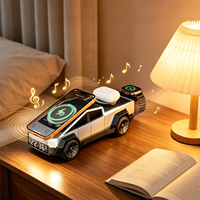 Speaker Jam Alarm Bentuk Truk Pikap Baru AFY, Hadiah Promosi, Pengisi Daya Nirkabel Cepat 15W untuk Ponsel Pintar, Jam Tangan, dan Earbud