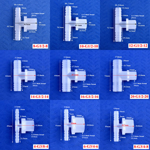 ZDVseal ポリプロピレン製 オスネジ <span class=keywords><strong>x</strong></span> ダブルバーブティー G3/<span class=keywords><strong>8</strong></span>インチ G1/2インチ - 12mm 14mm 16mm ホースジョイント（養殖用） - Product Image 6