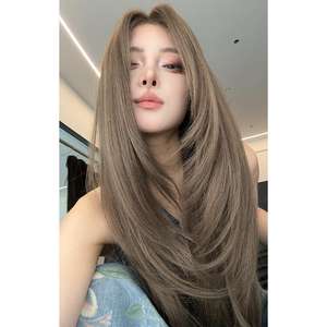 วิกผมยาวตรงสำหรับผู้หญิง รุ่น Dm415 38 สีน้ำตาลเทาเฮเซลนัท  หน้าม้าปัดข้าง  เส้นผมธรรมชาติ  ใยคาเนคาลอน  แบบเต็มศีรษะ - Product Image 4