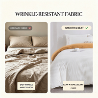 Ensemble de draps de luxe 4 pièces 100% polyester 125 g/m² en tissu seersucker à motif feuille réversible blanc caramel