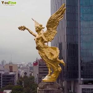 Estatua de Ángel de la Victoria en Bronce Grande, Escultura Metálica con Acabado Dorado para Decoración de Jardín Exterior - Product Image 2