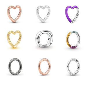 HaYa – Connecteur DIY en argent sterling 925 de haute qualité avec fermoir à ressort, breloque en forme de cœur, accessoires de bijoux pour femmes - Product Image 1