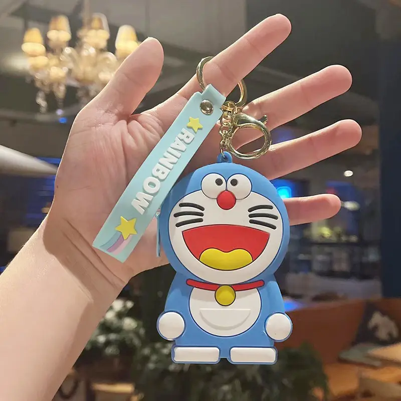 Groothandel Cartoon Schattige Anime Pvc Rits Portemonnee Totoro/Kuromi/Doraemon/Mickey Creatieve Portemonnee Auto Sleutelhanger Hanger Klein Cadeau