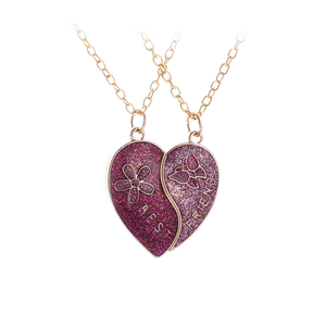 Collana Creativa con Catena Magnetica e Ciondolo a Cuore Smaltato, Gioielli per Migliori Amiche, per Donne e Bambini, in Lega - Product Image 1