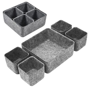 Đa chức năng màu xám tích hợp đúc cảm thấy lưu trữ bin 3 gói cảm thấy nhà văn phòng đồ trang sức ngăn kéo khay tổ chức - Product Image 2