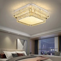 Plafonnier en cristal moderne de luxe Protection des yeux Source de LED en acier inoxydable pour chambre à coucher salon hôtel villa décoration