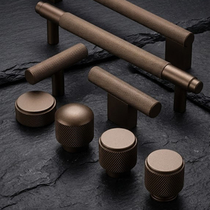 Poignées de meuble texturées moletées <span class=keywords><strong>marron</strong></span> chocolat de qualité supérieure, poignées en T pour armoire et tiroirs, pour la décoration intérieure - Product Image 3