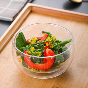 Cuenco de vidrio de <span class=keywords><strong>doble</strong></span> pared más vendido para uso en cocina, cuenco de ensalada de leche y azúcar de fruta de vidrio de <span class=keywords><strong>doble</strong></span> pared - Product Image 5