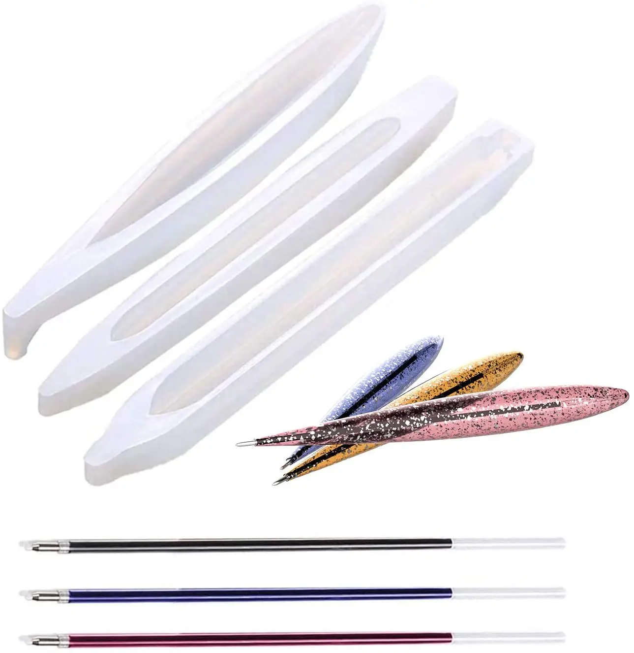 Nieuwigheid Diy Craft Siliconen Balpen Kaars Hars Gieten Mallen Cilinder Kristal Epoxy Pen Houder Mallen Resin Mold Pen