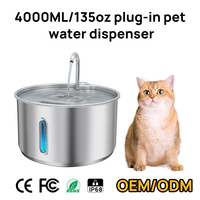 Fontaine à eau pour animaux de compagnie en acier inoxydable 304, écologique, à circulation automatique, filtre ultra silencieux, multi-tailles 2,2L-11L, certifiée CE RoHS