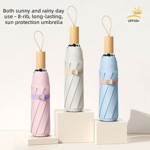 ร่มพับแบบแมนนวล สไตล์เฟรชอินส์ ด้ามยาว เคลือบสีสำหรับนักเรียน ป้องกันแสงแดด ร่มกันแดดและกันฝนแบบสองใช้ - Product Image 1