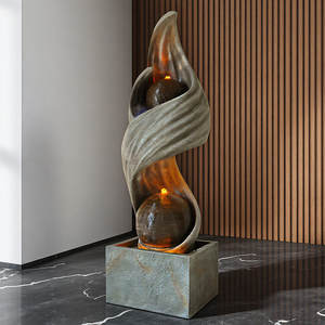 Fontaine d'eau rectangulaire autoportante en fibre de verre, artisanale, de luxe moderne, pour hôtel, maison, restaurant, entrée, étanche - Product Image 2