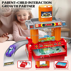 Simulación para niños Estación de bomberos Estacionamiento Juguetes Aleación Coche Juguetes Pista que cambia de color Juego de juguetes de lavado de autos con señal de tráfico - Product Image 4