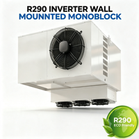 Unité de réfrigération monobloc murale à onduleur R290, pompe à engrenages économe en énergie, télécommande, dégivrage à gaz chaud, température moyenne -25~+10°C