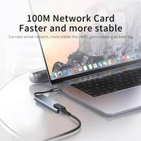 8 in 1 Universal USB 3.0 Type-C Hub dengan RJ45 Network, Pembaca Kartu TF/SD, Output Video & Pengisian Daya - Tersedia