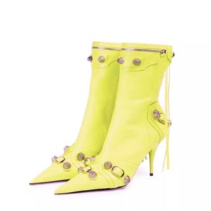 Botas De Mujer Western Style Rivet <b>Studded</b> Side Leather Ankle High <b>Women</b> Heel <b>Boots</b> for Ladies - Product Image 3