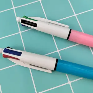 Bolígrafo promocional 4 en 1, bolígrafo multicolor, logotipo personalizado, bolígrafo comercial de cuatro colores para material escolar y de oficina