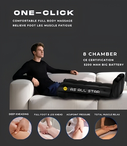 Masseur pour les pieds et les jambes, compression d'air à 8 chambres, récupération, 6 modes, 5200 mAh, sans fil, CE AS ALL STAR - Product Image 2