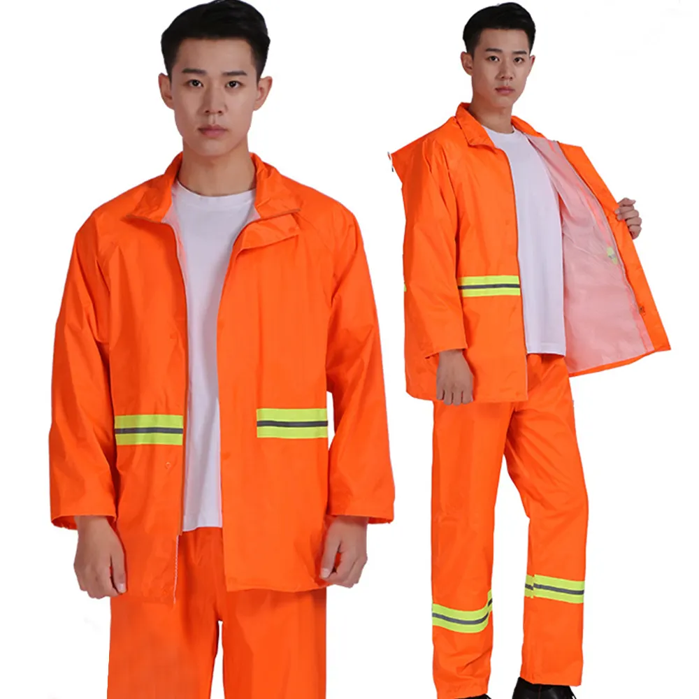 Reflective raincoat and rain pants split suit traffic road patrol duty security sanitation riding motorcycle racing suit