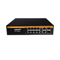 TINCAM OEM SKD Switch PoE Gigabit Inteligente de 8 Puertos, 2 Uplink de 1000M, 2 SFP, 802.3 BT, Potencia de 200W, VLAN, Switch de Red para Cámaras IP CCTV
