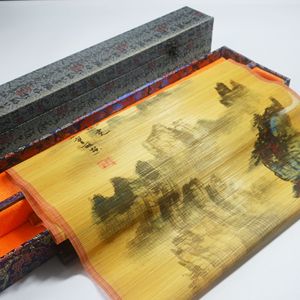 Bamboo Silk Painting Handmade Classical Landscape Art Gift Box For Home Decor Business Gifts ZLH-005 - Product Image 1