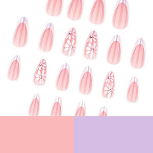 Vente en gros de 24 <span class=keywords><strong>faux</strong></span> ongles en ABS de forme amande moyenne, style minimaliste français haut de gamme, personnalisables - Product Image 5