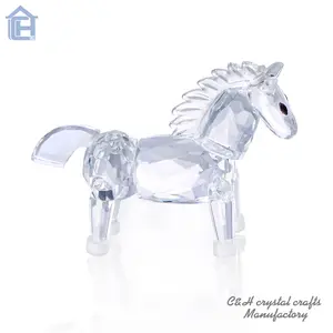 Mini figurines d'animaux en verre, 1 pièce, décoration de voiture, de maison, petite Sculpture de cheval