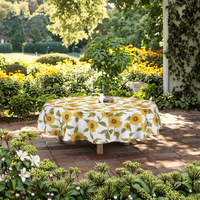 Nappe de table extérieure en plastique imprimée motif floral Qucover avec trou pour parasol, fermeture éclair, résistante aux taches, 140 cm, pour tables de jardin, barbecues, famille